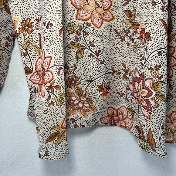 Philosophy Tunic Blouse Long Sleeve Brown Pink Floral Sheer V-Neck Woman’s 1X - Picture 10 of 15